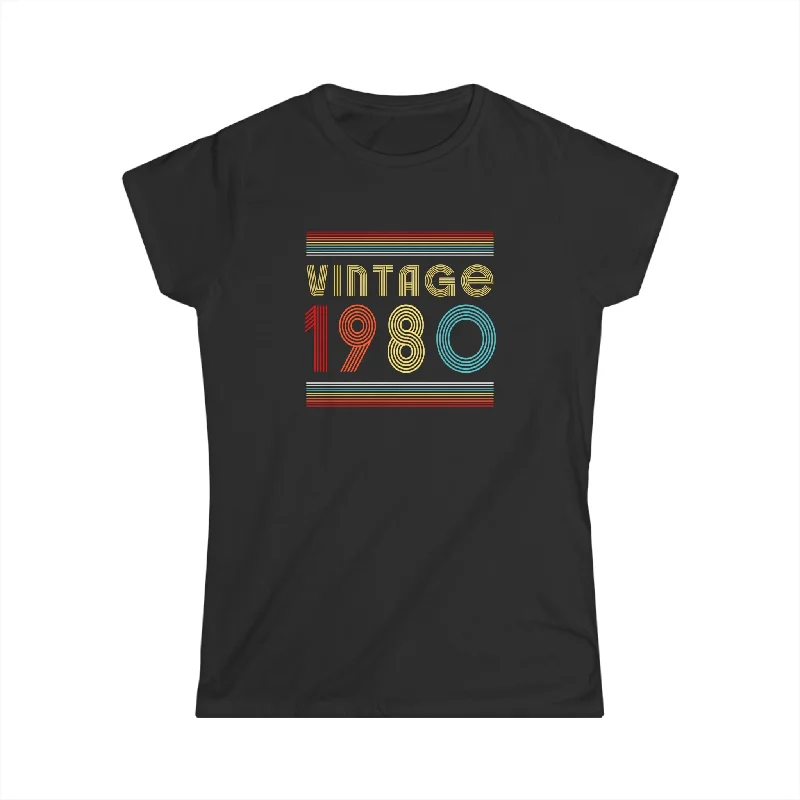 Vintage 1980 TShirt Women Limited Edition BDay 1980 Birthday Womens Shirts Beaded Sequined Faux Fur