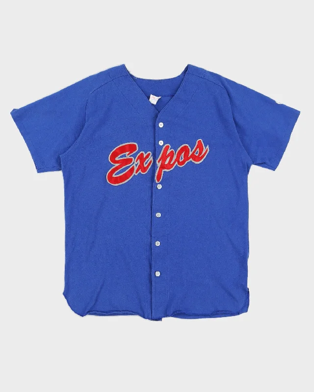 Vintage 80s MLB Montreal Expos Blue Jersey - L Maximalist Jersey Tee