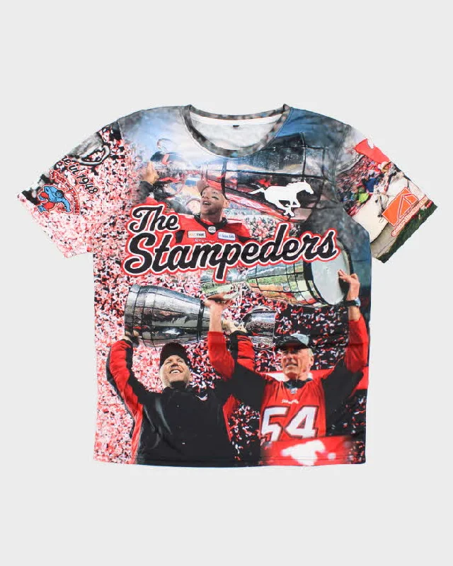 Vintage CFL The Stampeders All Over Print Jersey - L Short Sleeve Jersey Top