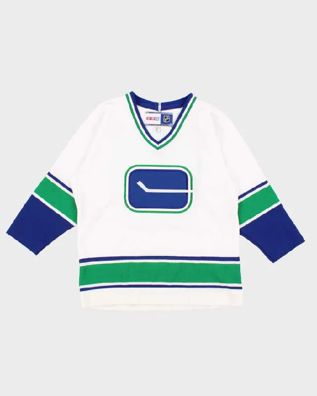 White NHL X Canucks Sport Jersey - Youth L Asymmetrical Jersey Blouse