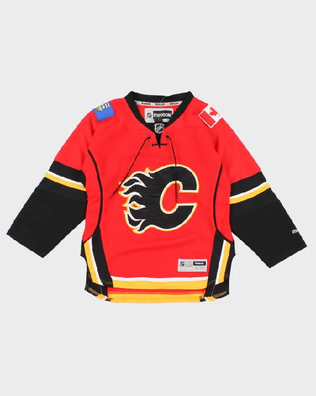 Youth Red NHL x Calgary Flames Sports Jersey - S/M Linen Jersey Top