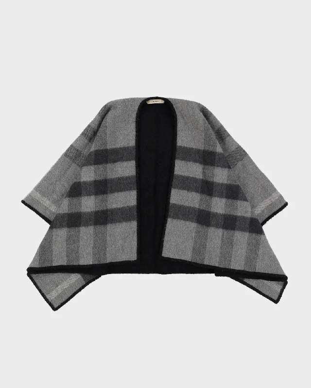 Burberry Grey Checked Cashmere Shawl / Wrap - One Size Fashionable Pashmina Shawl