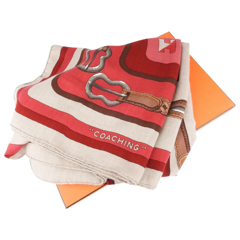 Hermes Red and Pink Coaching Cashmere Silk Blend 140cm Shawl Scarf Comfortable Plaid Shawl Wrap