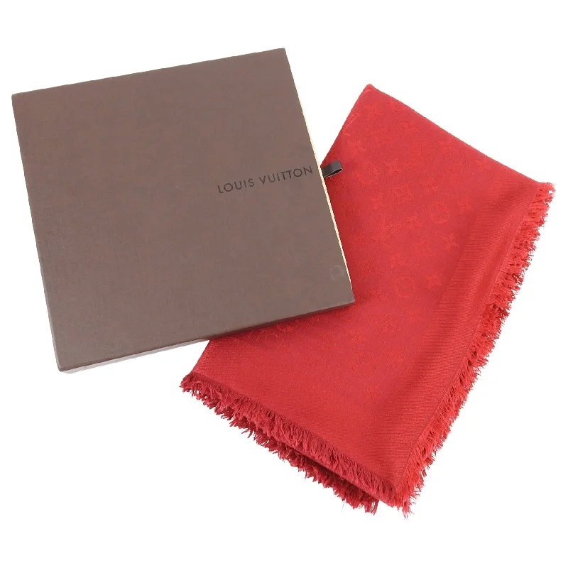 Louis Vuitton Red Monogram Jacquard Shawl Scarf Soft Printed Shawl Wrap