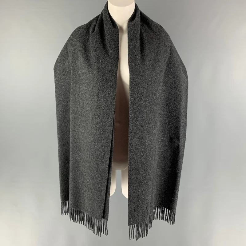 RALPH LAUREN Grey Heather Cashmere Shawl Trendy Knitted Shawl Wrap