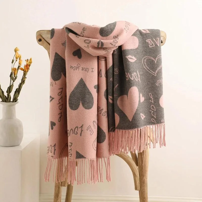 Winter Flowers Cashmere Scarf Women High-end Western Style Su Shawl Thickened Warmth Double-sided Two-color Bib Women Elegant Velvet Shawl Cape