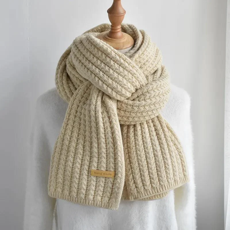 Winter Scarf Female Couple Wool Knitting Korean Version of Wild Thick Warm Shawl Student Bib Warm Woolen Shawl Wrap