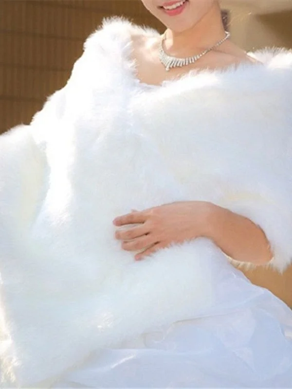 Women's Wedding Bridal Sleeveless Wrap/Shawls With Feathers / Fur Warm Knit Shawl Scarf