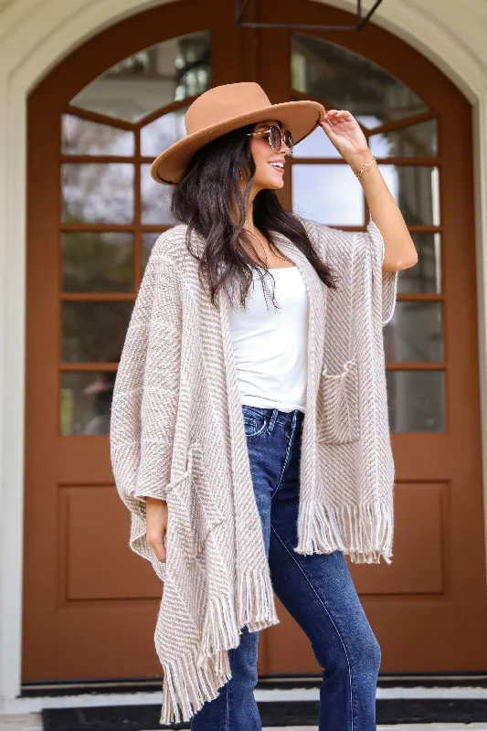 Care For You Beige Fringe Shawl - DOORBUSTER Fashionable Shawl with Fringe