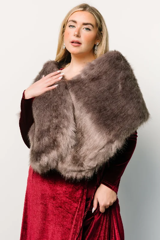 Jovie Faux Fur Shawl | French Gray Soft Faux Fur Shawl