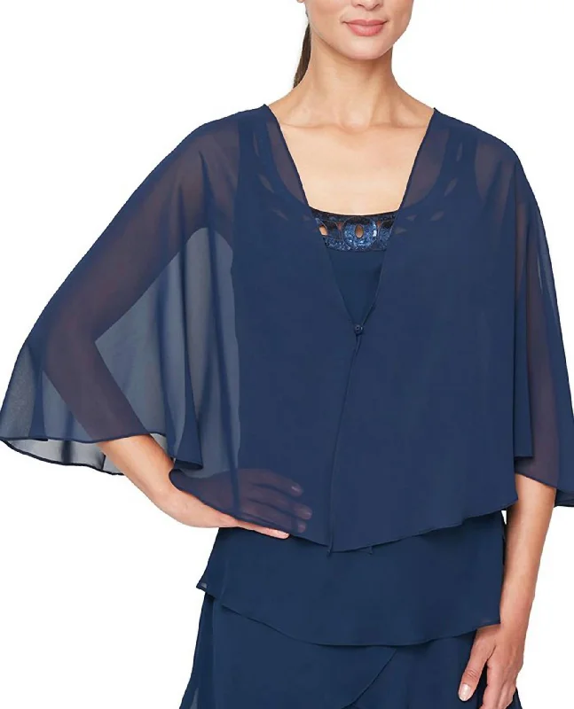 Multi Wear Chiffon Shawl In Navy Comfortable Cotton Shawl Wrap